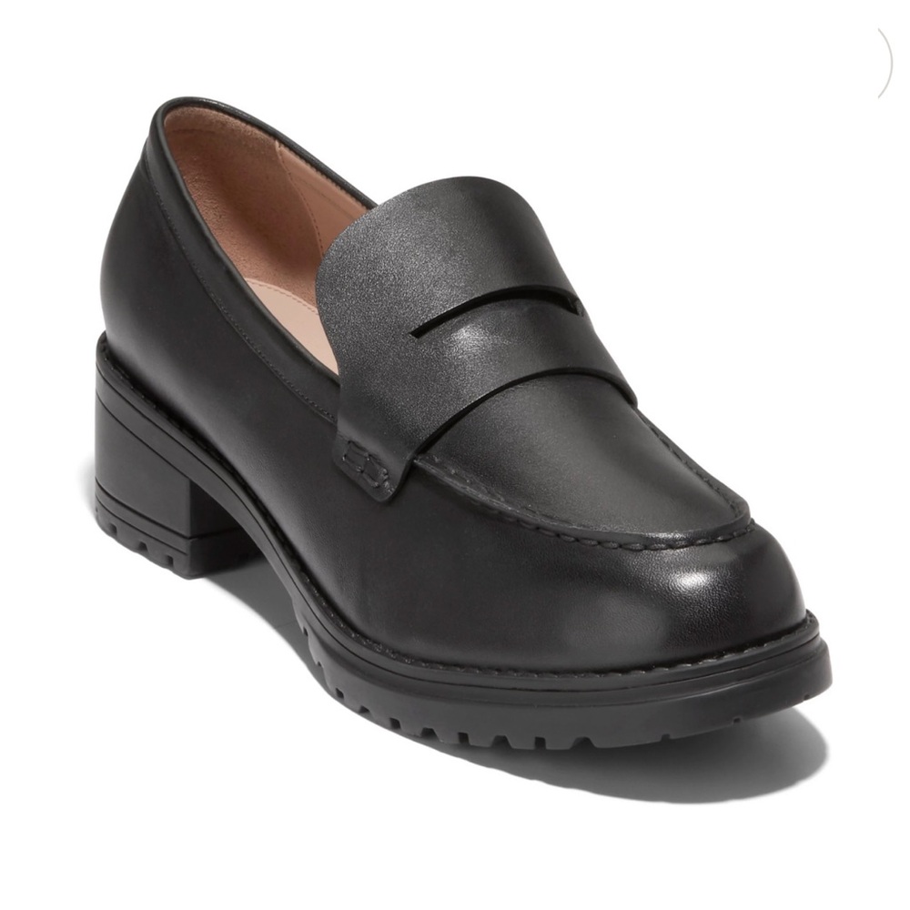 Cole Haan Camea Lug Sole Penny Loafer Size 9B Black Leather